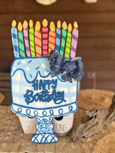 Hand-Painted Birthday Cake Door Hanger Sign – Preppy Plaid & Chinoiserie Style