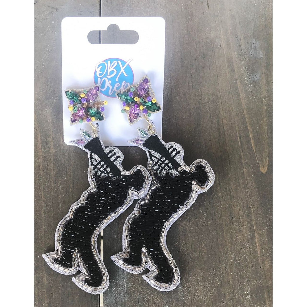 Mardi Gras Jazz Musician Seed Beaded Dangle Earring - OBX Prep