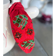 Red and Green Christmas Ornament Beaded Handmade Headband - OBX Prep