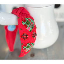 Red and Green Christmas Ornament Beaded Handmade Headband - OBX Prep
