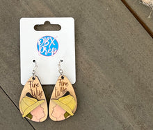 Fire Wife Earrings – Hand-Painted Birch Firefighter Jewelry, OBX Handmade Gift for Her, Hook Closure, Lead & Nickel Compliant