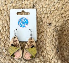Fire Wife Earrings – Hand-Painted Birch Firefighter Jewelry, OBX Handmade Gift for Her, Hook Closure, Lead & Nickel Compliant