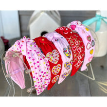 Valentine's Day Seed Beaded Sequin Confetti Hearts Top Knot Red Headband S