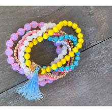 Yellow Multi Beaded Stackable Stretch Bracelet Set