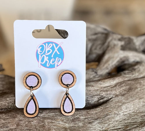 Handmade Wood & Pastel Purple Teardrop Earrings – Elegant Simplicity with a Touch of Whimsy