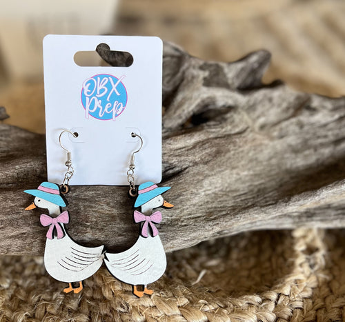 Whimsical Porch Goose Hand-Painted Earrings – A Nostalgic Touch of Retro Charm