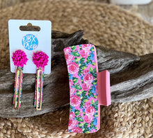 Preppy Roses Leather Dangle Earrings