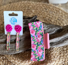 Preppy Roses Leather Dangle Earrings
