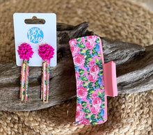 Preppy Roses Leather Dangle Earrings