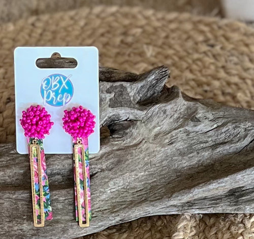 Preppy Roses Leather Dangle Earrings