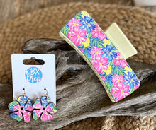 Tropical Bloom Leather Earrings – Handmade in the OBX