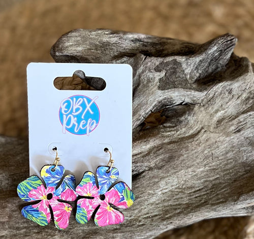 Tropical Bloom Leather Earrings – Handmade in the OBX