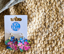 Tropical Bloom Leather Earrings – Handmade in the OBX