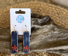 Coastal Starfish Dangle Earrings – Navy & Coral Wood