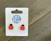 Monstera & Ladybug Hand-Painted Wood Earrings | Handmade in the OBX
