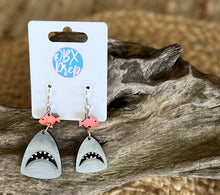 Shark & Fish Hand Painted Dangle Earrings – Handmade Coastal Charm