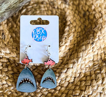 Shark & Fish Hand Painted Dangle Earrings – Handmade Coastal Charm