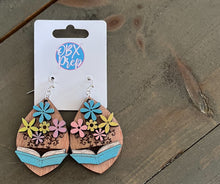Hand Painted Pastel "Bloom from Books" Birch Wood Teardrop Earrings | Handmade in OBX