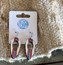Hand Painted Patriotic Red, White & Blue Wood Earrings – Made in OBX
