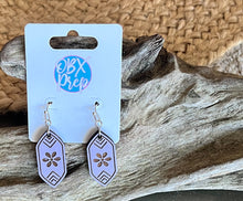 Lavender Crystal Engraved Floral Birch Wood Earrings – Handmade in OBX