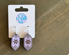 Lavender Crystal Engraved Floral Birch Wood Earrings – Handmade in OBX