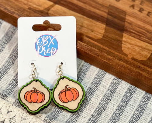 Hand-Painted Pumpkin Quarterfoil Earrings – OBX Handmade