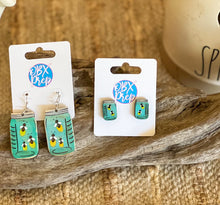 Firefly Jar Earrings – Hand-Painted Birch Wood in Stud or Dangle