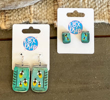 Firefly Jar Earrings – Hand-Painted Birch Wood in Stud or Dangle