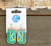 Firefly Jar Earrings – Hand-Painted Birch Wood in Stud or Dangle