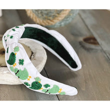 Leprechaun Bird St Pat's Day Seed Beaded Hearts Top Knot Headband - OBX Prep