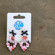 Spooky Coquette Pink Halloween Bat Earrings