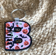 Spooky Coquette Monogram + Name Keychain | Pink Halloween Acrylic Bag Charm