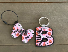 Spooky Coquette Monogram + Name Keychain | Pink Halloween Acrylic Bag Charm