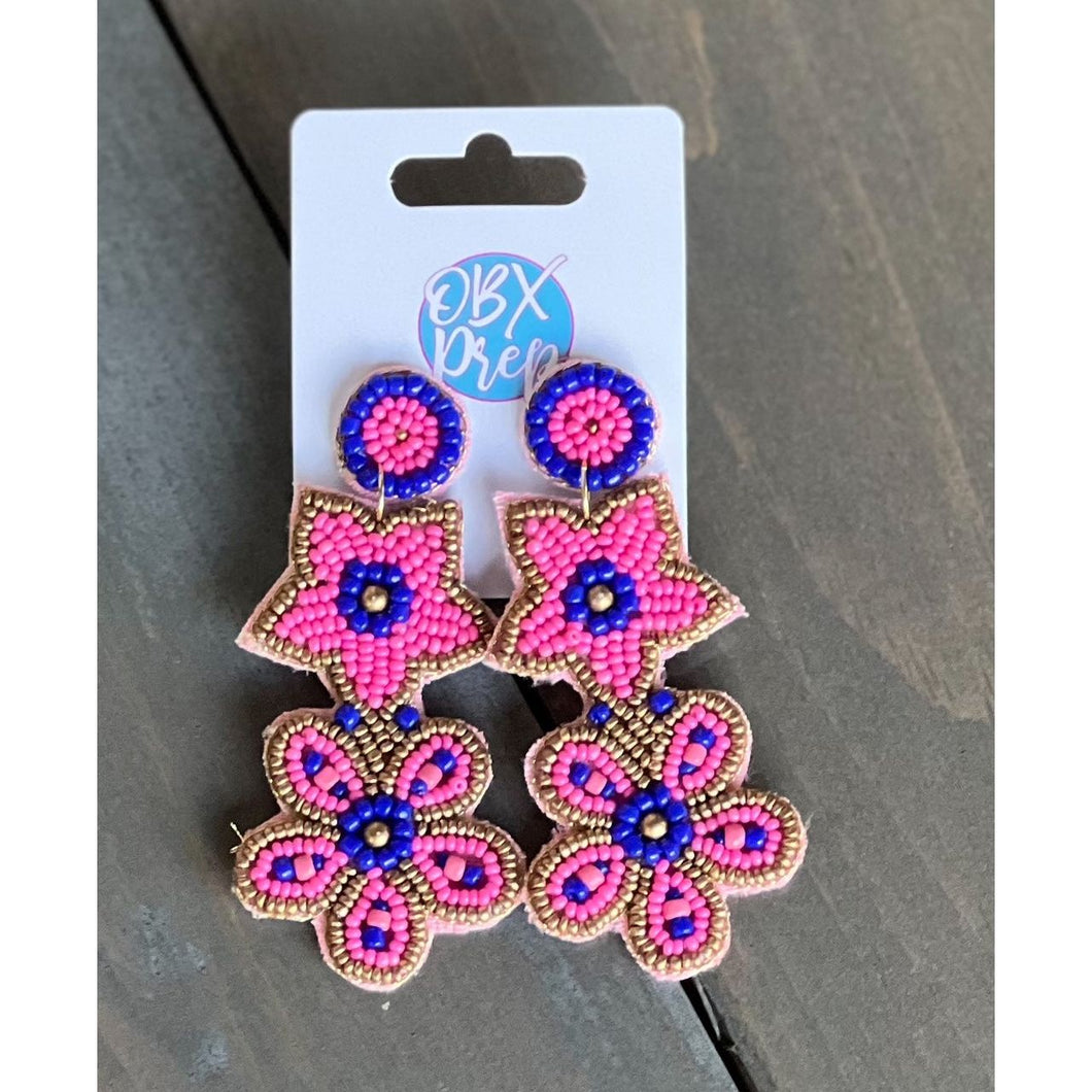 Sea Flower Seed Beaded Beachy Prep Dangle Earrings - OBX Prep