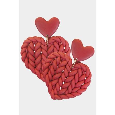 Braided Heart Polymer Clay Dangle Earrings - OBX Prep