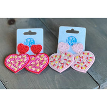 Sprinkle Heart Seed Bead Dangle Earrings - OBX Prep