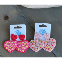 Sprinkle Heart Seed Bead Dangle Earrings - OBX Prep