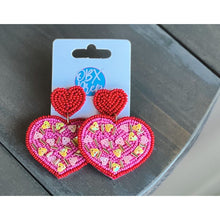 Sprinkle Heart Seed Bead Dangle Earrings - OBX Prep