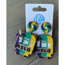 Mardi Gras Trolley Seed Beaded Dangle Earrings - OBX Prep