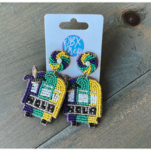 Mardi Gras Trolley Seed Beaded Dangle Earrings - OBX Prep