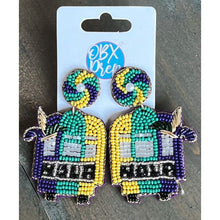 Mardi Gras Trolley Seed Beaded Dangle Earrings - OBX Prep