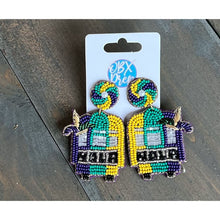 Mardi Gras Trolley Seed Beaded Dangle Earrings - OBX Prep