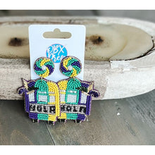 Mardi Gras Trolley Seed Beaded Dangle Earrings - OBX Prep
