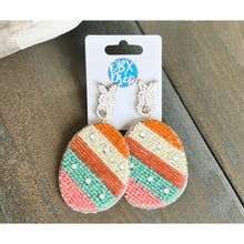 Easter Bunny Egg Seed Beaded Dangle Earrings - OBX Prep