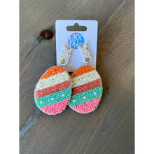 Easter Bunny Egg Seed Beaded Dangle Earrings - OBX Prep