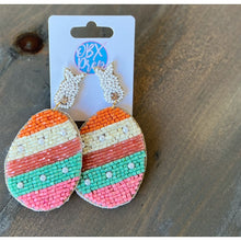 Easter Bunny Egg Seed Beaded Dangle Earrings - OBX Prep