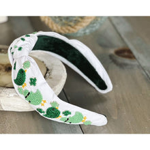 Leprechaun Bird St Pat's Day Seed Beaded Hearts Top Knot Headband - OBX Prep