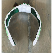 Leprechaun Bird St Pat's Day Seed Beaded Hearts Top Knot Headband - OBX Prep