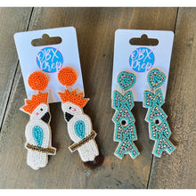 Tropical Bird Cockatoo Seed Beaded Dangle Earrings - OBX Prep