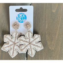 Christmas Winter Snow Flake Seed Beaded Earrings - OBX Prep